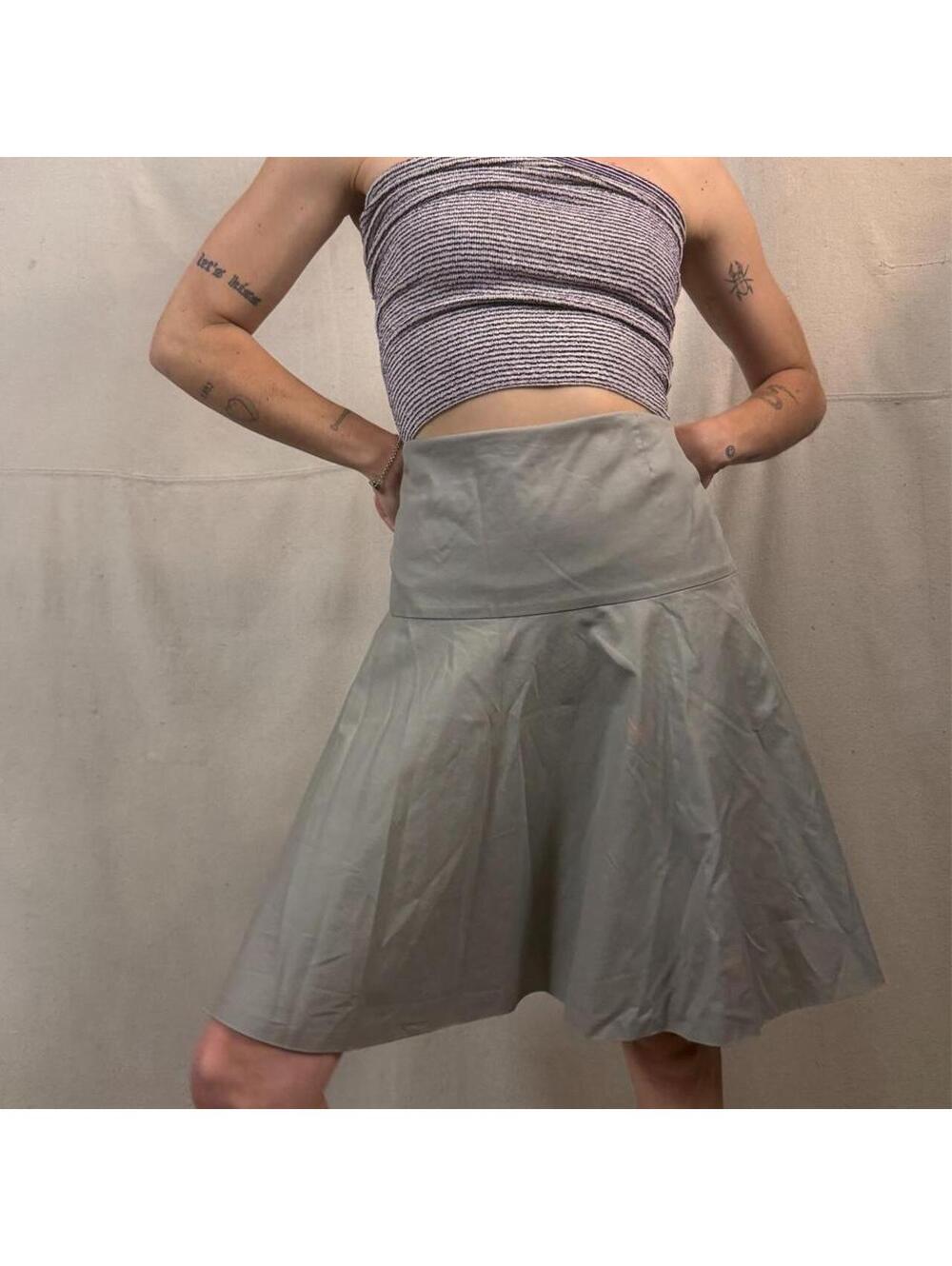Axris Punto Sage Cotton Blend Flared Skirt